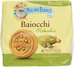 baiocchi al pistacchio mulino bianco - 6 porzioni da 3 biscotti - 168 gr