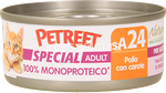 petreet scatoletta gatto sa24 monoproteico 100% pollo carote 60gr