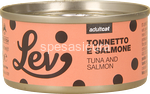 lev lattine umido gatto 100% naturale tonnetto e salmone 70gr 