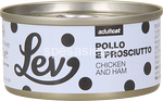 lev lattine umido gatto 100% naturale pollo e prosciutto 70gr