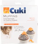 cuki muffins contenitori in carta da forno 16 pz. 4 vassoi da 4 conten