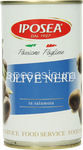 olive nere in salamoia iposea in latta intere con nocciolo - 375 gr
