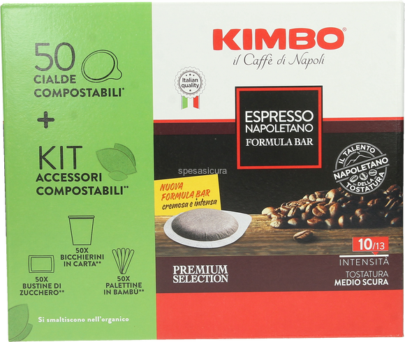 Kimbo caffe' 50 Cialde + Kit Espresso Napoletano Formula Bar