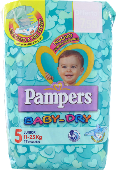 Pampers Baby-Dry Junior Taglia 5 11-25 Kg - 17 Pannolini - Acquista Online Pannolini  Pampers in offerta!