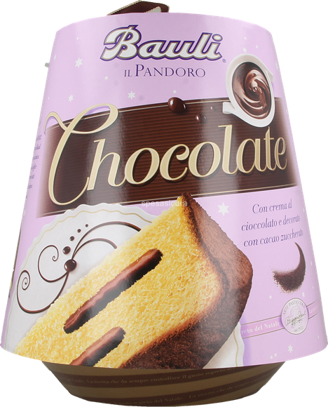 Pandoro Bauli Chocolate con Crema al Cioccolato e Decorazione con Cacao  Zuccherato - 750 gr - Acquista Online Pandoro Bauli!