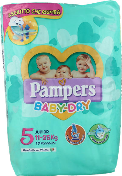 Pampers Baby-Dry Junior Taglia 5 11-25 Kg - 17 Pannolini - Acquista Online Pannolini  Pampers in offerta!