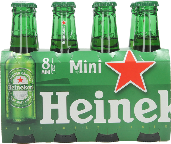 Birra Heineken in Mini Bottiglia – Acquista Birra Heineken in Confezione da  8 Mini Bottiglie in Vetro x 150 ml