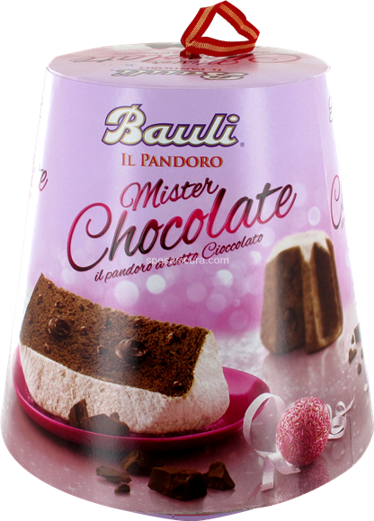 Pandoro Bauli Chocolate con Crema al Cioccolato e Decorazione con Cacao  Zuccherato - 750 gr - Acquista Online Pandoro Bauli!