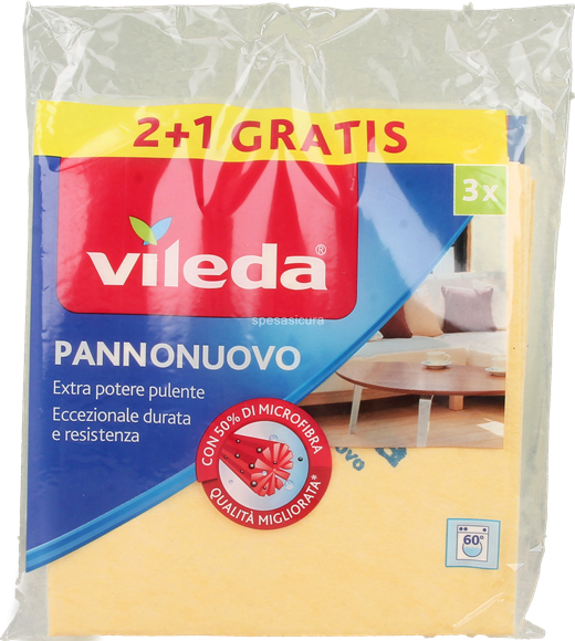 Panno Multiuso Vileda Pannonuovo Extra Pulente e Resistente - 2 + 1 Gratis  - Acquista Online Panni Vileda in offerta!