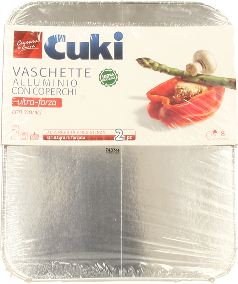 Cuki Conserva E Cuoce Vaschette Alluminio Con Coperchio 4 Porzioni