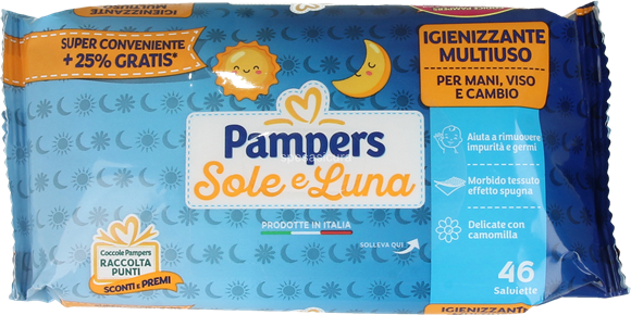 Salviette Pampers Sole e Luna Igienizzante Multiuso per mani, viso, cambio  - 46 pz - Acquista Online Salviette Pampers in offerta!