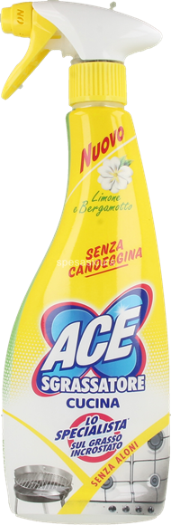 ACE Spray Sgrassatore Cucina + Ricarica, Senza Candeggina, Bipacco