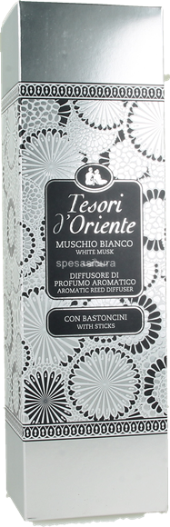 Tesori d'Oriente Muschio Bianco Diffusore Aromatico con bastoncini, 200 ml