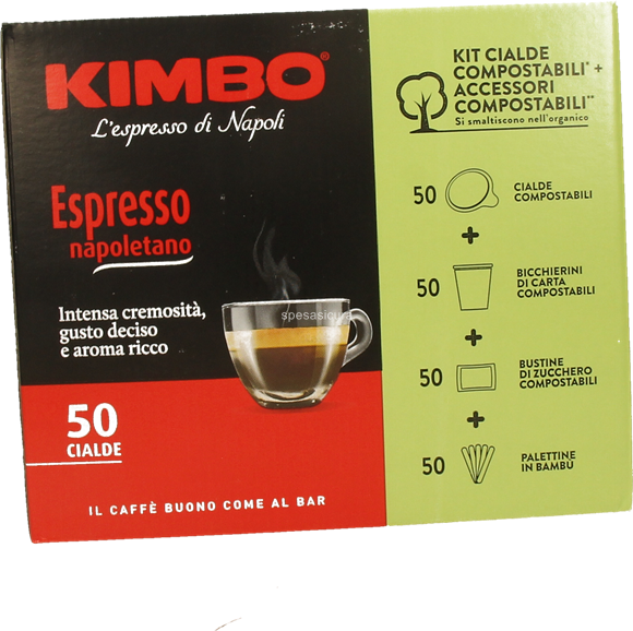 Kimbo cialda comp. Espresso Nap. 50 pz.x7gr.+KIT (50 bicch.50 pal. 50